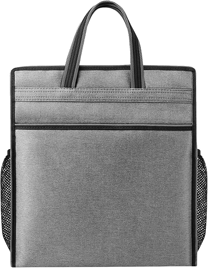 Oxford Zippered Document Bag with Handle File Tote Bag Pouch for Carrying Paper Files Books Filing Folder 1 Pack (Gray)