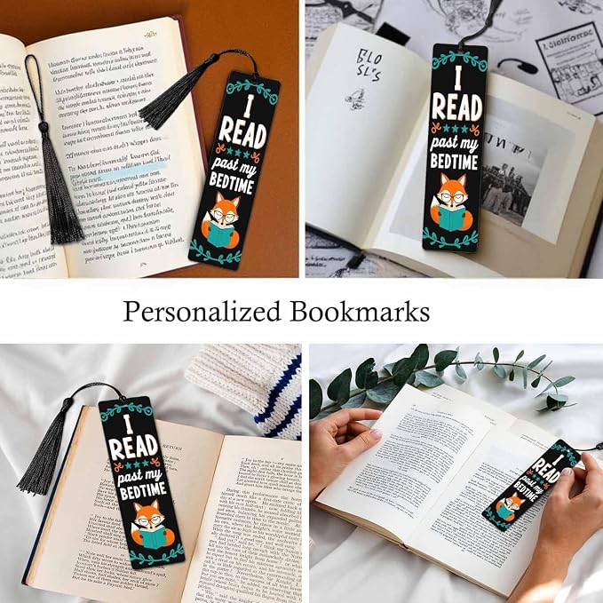 Cute Fox Bookmarks 5 Pcs with Tassels Animal I Read Past My Bedtime Wooden Bookmarks for Reading Women Students Teacher Reader