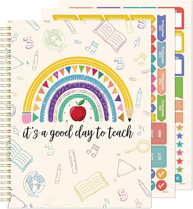 Undated Teacher Planner - Teacher Planners 8.5 x 11, Teachers Lesson Plan Book, Teachers Lesson Planner 2026-2027 with Stickers and Inner Pocket