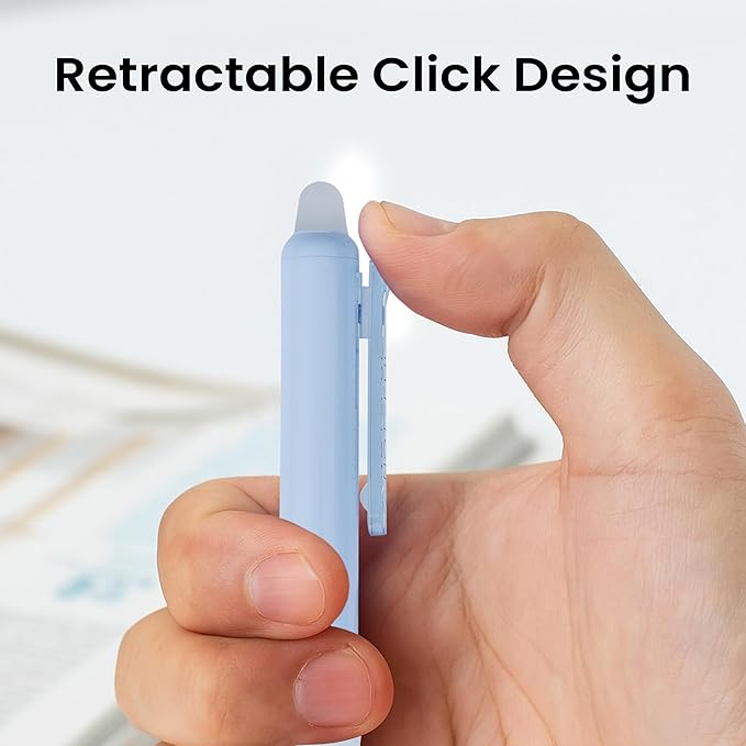 Retractable Erasable Gel Pens Clicker, Fine Point 0.7, Premium Comfort Grip for Smooth Writing Planner and School Supplies - Blue (Pack of 8)