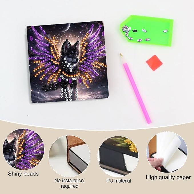 Wolf Diamonds Painting Kit Note Box,Animal Memo Paper Storage Box Diamond Art,Sticky Note Holder Diamond Art,Diamond Painting Memo Pad For Office Desk. (Wolf)