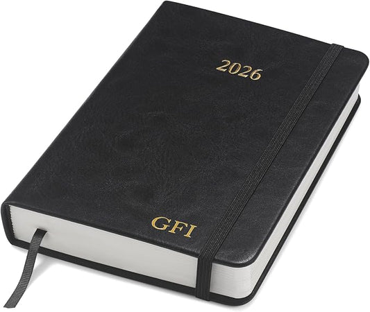 Wykeham's Executive 2026 Daily Journal Planner – US Public Holidays & Format – Customization Available (Personalized Black, 6" x 4.5")