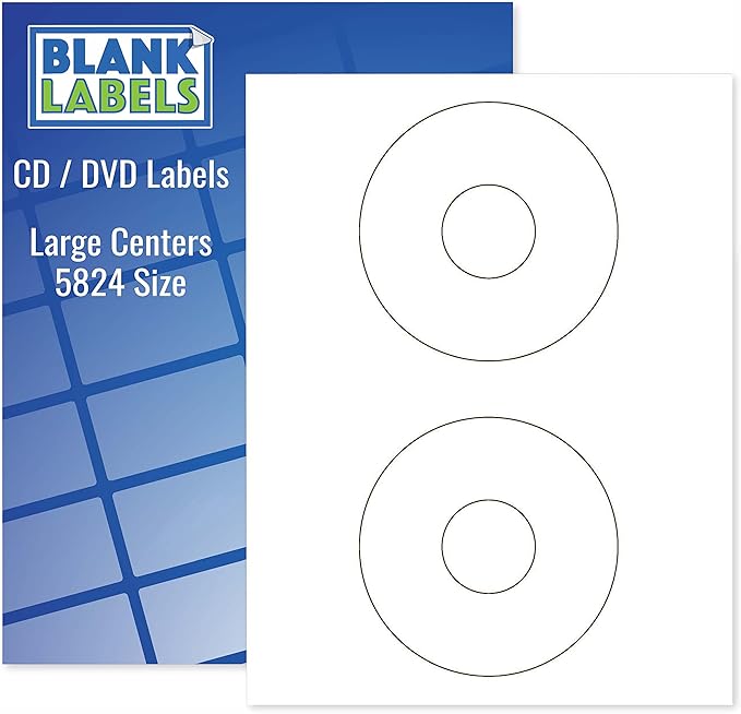 CD/DVD Label Full Face | Qty 1000 Disc, 2000 Spine | 500 Sheets Total | Permanent White Matte | Inkjet & Laser Compatible | 5824 Template | Easy to Peel | Made in USA | Blank Label