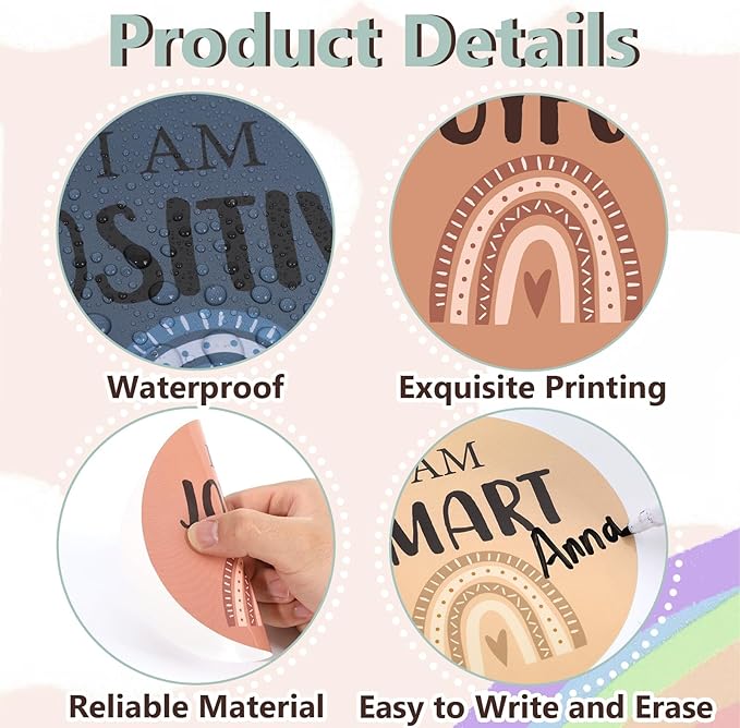 Positive Affirmation Station Bulletin Board Set Boho Affirmation Mirror Classroom Decor Rainbow Growth Mindset Decorations Inspirational Motivational Cards Accent Cutouts for Home School Wall Decor