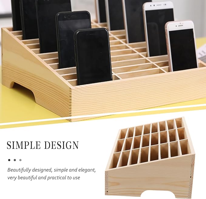 Veemoon Box Classroom Holders Cell Mobile Meeting Phone Office Wooden Multi- Shelf Grids Home Room Supplies Cells Storage Management Teachers Temporary Desktop Holder Organizers
