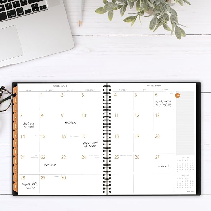 AT-A-GLANCE Planner 2025-2026 Academic, Weekly & Monthly, Hourly Appointment Book, 8-3/4" x 11", Large, Monthly Tabs, Flexible Cover, Plan.Write.Remember., Black (70595705)