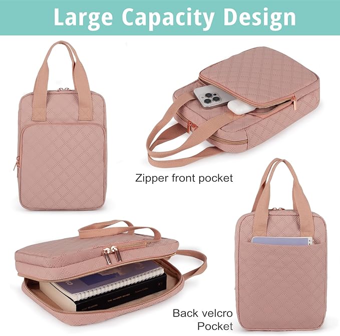 Bible Cover for Women, Bible Case with Handles,Carrying Bible Bag Scripture Case Church Bag Bible Protective with a Zippered Front Pocket & Back Pocket
