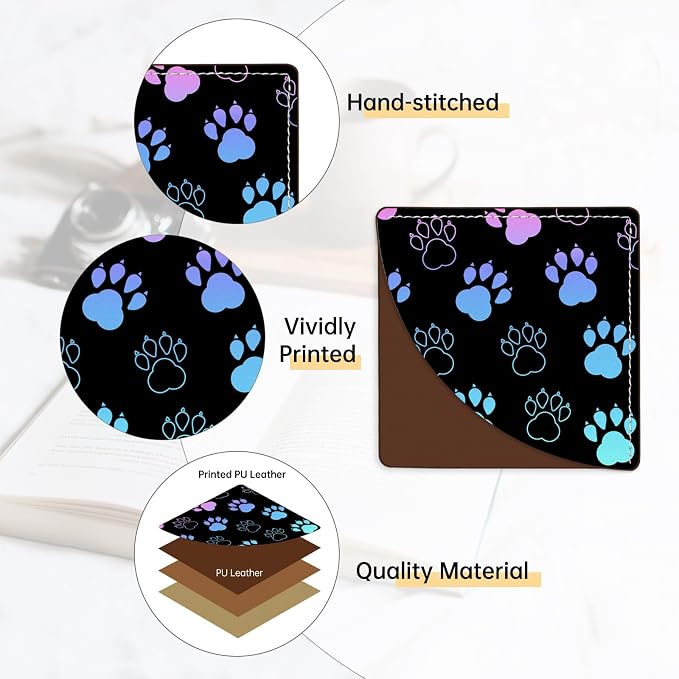 2 Pack Dog Paw Leather Book Corner Bookmark, Durable Handmade Reading Accessories - Gifts for Readers, Women, Men, Teachers, Students