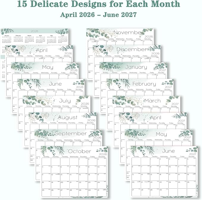 Small Desk Calendar 2026-2027 - Standing 2026 Desk Calendar, APR.2026 to JUN.2027, 8" x 6", Monthly Flip Desktop Calendar with Stickers, Your Personal Desk Planner for Home Office