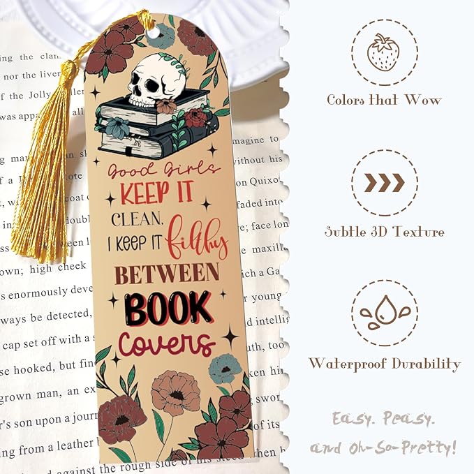 Dazoratix Dark Romance Acrylic Bookmarks - 60 Pcs Smut Blanks Bookmark Making Kit with Tassels Funny Spicy Clear Pink Bulk UV DTF Transfer Stickers for Book Lovers Women Girls Reading DIY Crafts Gifts