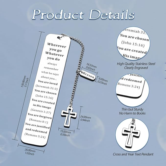 Personalized Bible Bookmarks - Custom Name Inspirational Christian Bible Religious Bookmarks Gifts for Women Men Book Lovers (Style-4)