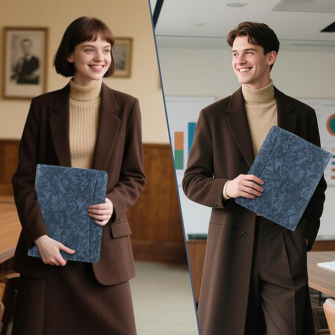 Calfinder Personalized Portfolio for Women&Men, Free Name Engrave,Customized Leather Padfolio with Logo or Name, Business Portfolio with A4 Writing Pad Holder for Resume,Interview