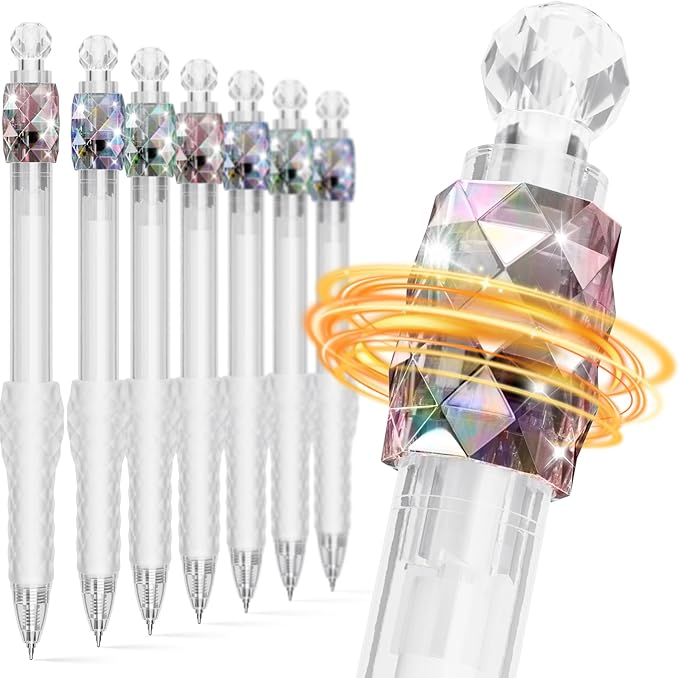 8 Pcs Gel Pens - 0.5mm Fidget Rotating Black Ink Fine Point Smooth Writing - Soft Grip Quick-dry Gel Pens for Journaling, Cute School & Office Supplies for Women Men