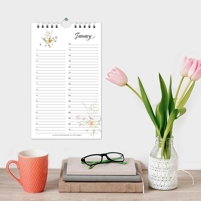 Perpetual Calendar - Undated Calendar 12-Month, 6'' x 10'' with Twin-wire Binding, Thicker Paper, Perpetual Calendars for Birthday, Anniversaries, Important Days, Festivals Reminder