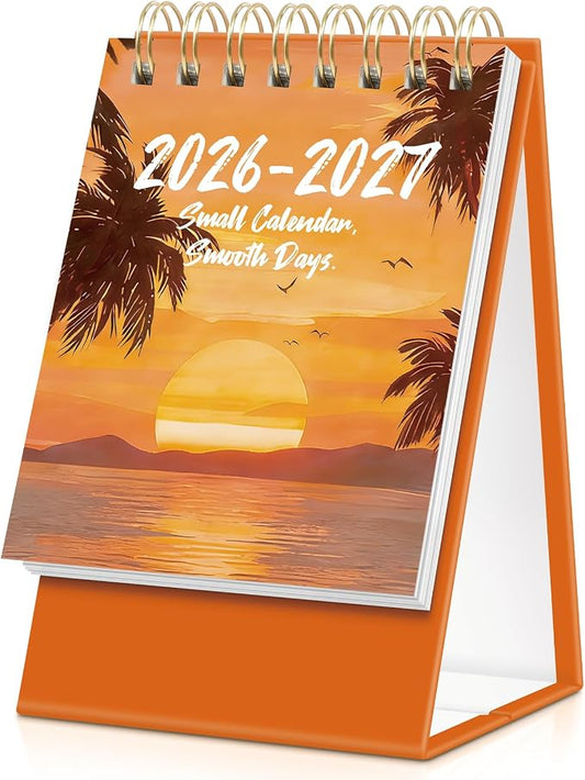KONVINIT Small Desk Calendar 2026-2027, Sunset 2026 Desk Calendar - Runs From July 2026 Until December 2027, 18 Months Mini Desktop Calendar 2026 for School, Home & Office Supplies