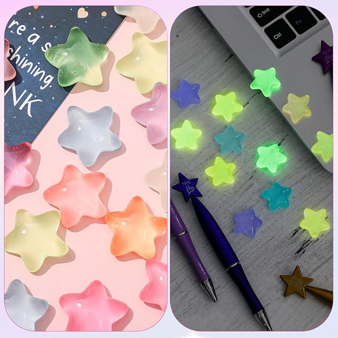 Sayglossy 30 Set Star Pens Bulk Employee Appreciation Week Gifts Thank You Inspirational You're a Star Bookmark Luminous Resin for Nurses Volunteers Staff Coworker Administrative Professionals Day