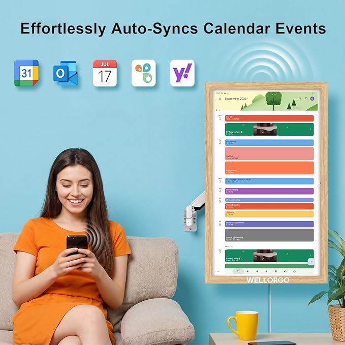 Smart Digital Calendar, 32” Electronic Planner with FHD Touch Screen & Remote Control, Electric Family Organizer with Chore Chart Google Play Customizable App, Wall Display Tablet with Camera