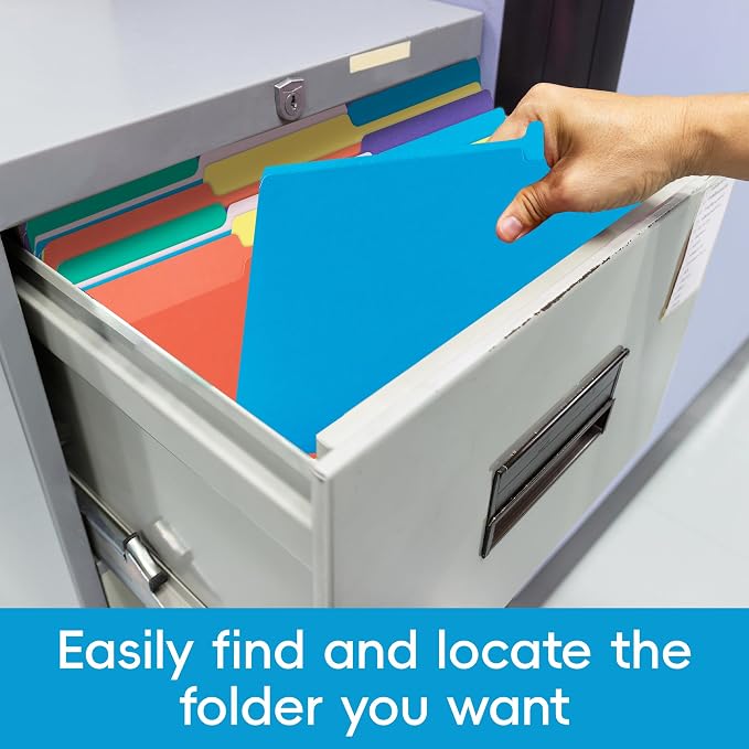 100 Packs Colored File Folders,1/3 Cut Tabs File Folder,Lemon Yellow File Folders,Manila File Folders,Two-Tone File Folder for Office School Business