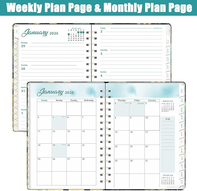 2026 Planner, Weekly and Monthly Calendar Academic Planner, Hardcover Agenda Planner, 2026 School Year Planner for Desk Accessories and School Office Supplies (Jan - Dec)
