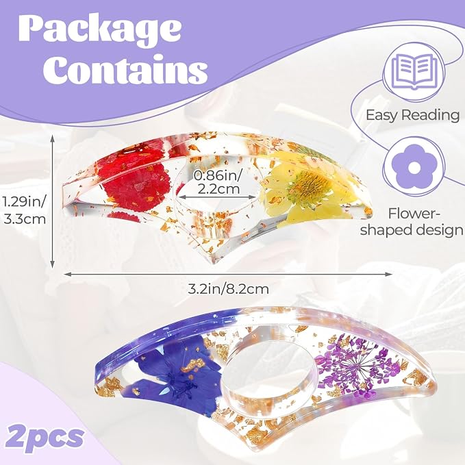 Dried Flower Book Page Holder 2PCS Book Accessories Thumb Book Page Holder Handmade Flower Bookmark for Reading Lovers Gifts for Book Lovers Teachers Students Kids (StyleC 2Pcs)