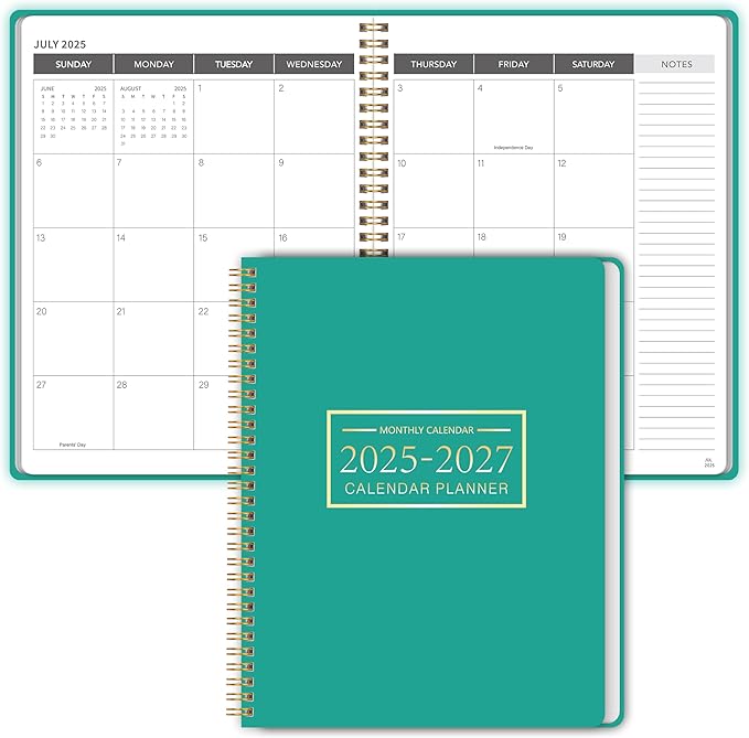 Monthly Planner 2026-2027, 2026 Calendar 18 Months Planner, January 2026 - June 2027, 8.5" x 11", 2026 Academic Calendar Hard PVC Cover with Spiral Bound, Perfect for School & Office for Women & Men