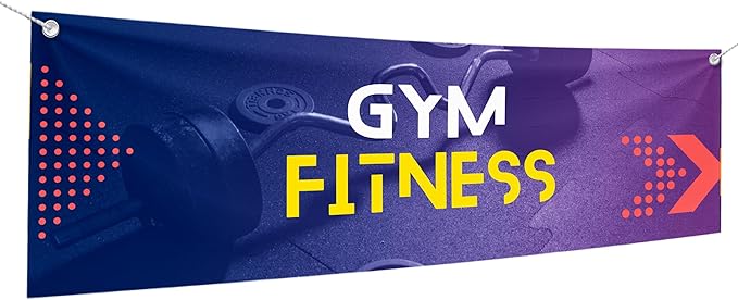 Gym Fitness Large Banners and Signs for Outdoor by Mavis Printing-Polyester Banner with 4 Holes for Easy Hang Indoor & Outdoor|4x1 Feet HD Print Sign to Promote Church| Made in USA