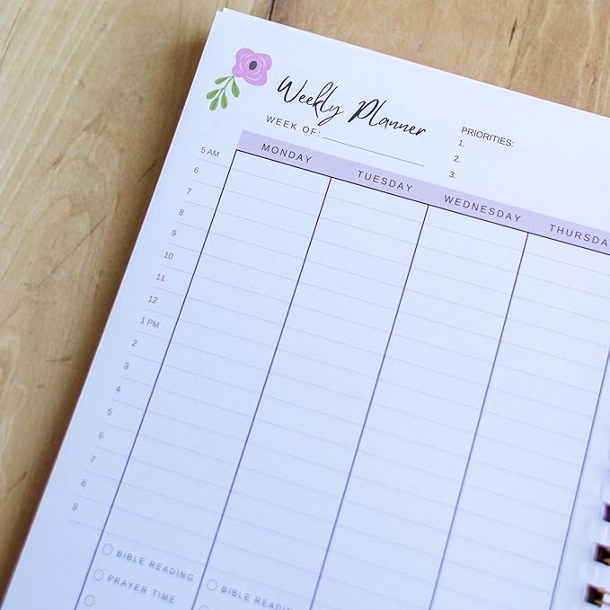 Coffee and Bible Time Undated Christian Calendar Planner – Inspirational Bible Verses, Faith-Based Spiral Monthly Planner for Women, Scripture & Prayer Organization