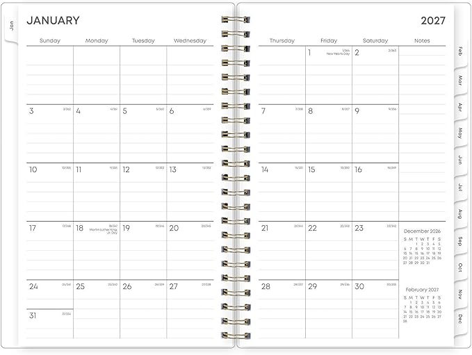 Blue Sky 2027 Weekly and Monthly Planner Calendar, January 2027 - December 2027, 5" x 8", Flexible Frosted Cover, Laminated Tabs, Durable Twin Wire Binding, Laurel