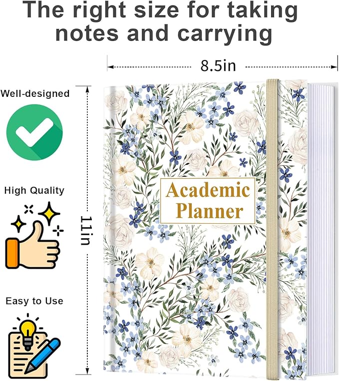 Academic Planner for 2026-2027 or Anytime – 8.5" x 11" Undated Weekly Student Planner For Homeschool, High School, College & Nursing Students, 200 Pages, Green Leaf
