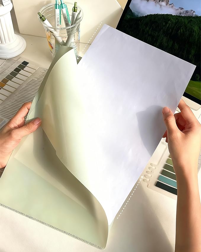 Green 5-Pack L-Shaped File Folder for Documents, Waterproof A4 Document Holders with Anti-Fall Flap, Plastic File Organizer,A4 Envelopes Filing Folder