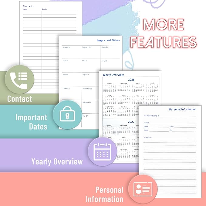 18 Month Planner 2026-2027, Weekly & Monthly & Daily Planner from Jan 2026 - Jun 2027, Planner Spiral Bound Academic Agenda Planning Organizer with 100GSM Thick Paper, A5 Size, Light Purple