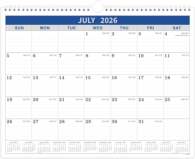 2026-2027 Calendar - 2026-2027 Wall Calendar from Jul. 2026 - Jun. 2027, Wall Calendars 14.8'' x 11.5'', Calendars 2026-27 with Julian Date, Thick Paper