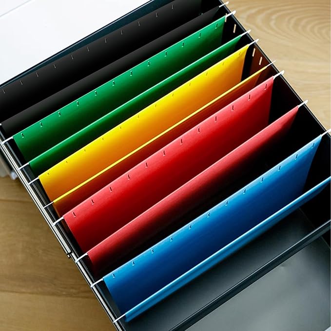 pmybupo 6 Pack Black Hanging File Folders,Letter Size Hanging Colored File Folders-,11 Point Paper Stock,1/5-Cut Adjustable Tabs,Bulk for Filing Cabinet