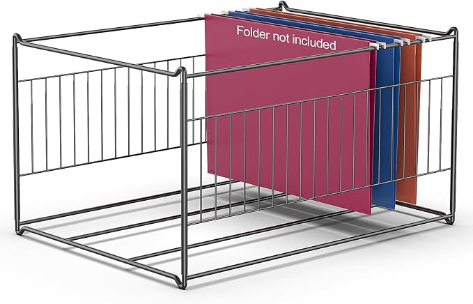 TOPCJ Hanging File Folder Frame, Heavy Duty Metal File Organizer for Letter & Legal Size, Sturdy Desktop File Holder for Cabinets, Desks/Drawers Home Office File Rack (Not Fit All Drawers)