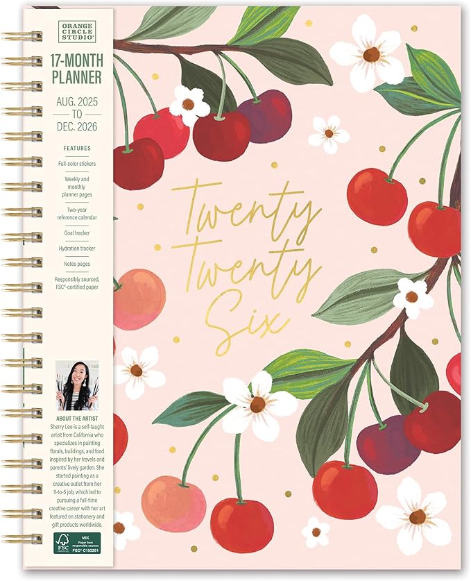 Orange Circle Studio Academic Planner 2025-2026, Fruit & Flora, 11.1"x9.2"