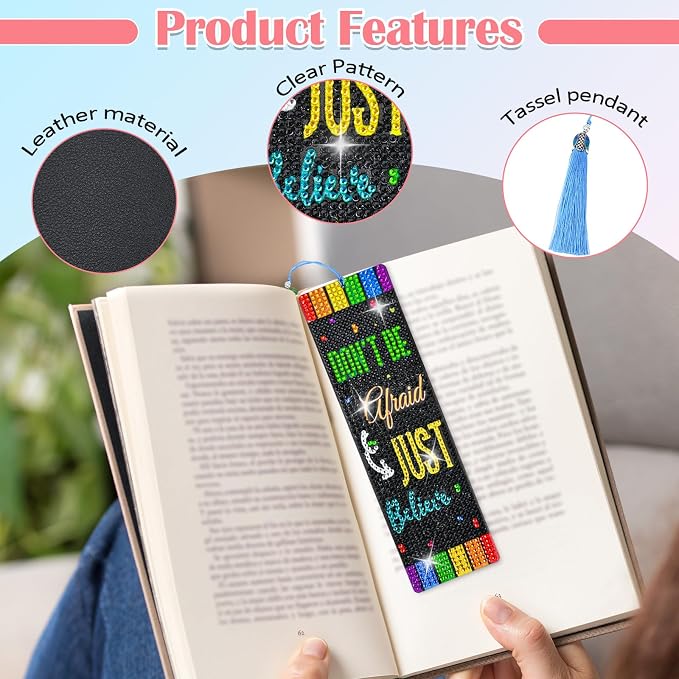 10 Pcs Christian Bible Verse Leather Diamond Painting Bookmark, DIY Book Makers for Adults Book Lovers, Diamond Art Beginners, Small Diamond Art Kits, Crafts Supplies Gift (Motivation)