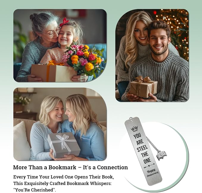 Anniversary Bookmark Gifts for Her Him, 11th Steel Wedding Anniversary Bookmarks, Best Commemorative Gift for Wife, Couple Book Marks Christmas Gifts for Book Lovers