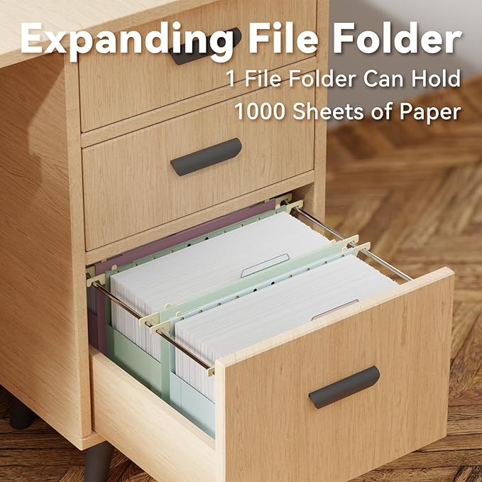 Ansook Extra Capacity Hanging File Folders Letter Size,Heavy Duty 4" Expandanle Pastel Hang Folders,6 Pack Plastic File Cabniet Folder Hanging with Tabs,Hanging File Frame Organizer