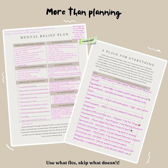 ADHD Planner for Adults – 90-Day All-in-One ADHD Life Kit & Neurodivergent Toolkit, Daily Planner with 35+ Support Tools, Brain Dump, Mood & Gratitude Tracking, Linen Cover, Gold Spiral, 256 Pages
