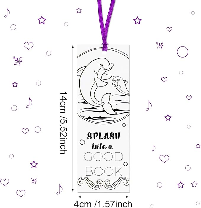 Outus Color Your Own Bookmarks DIY Coloring Blank Paper Double-Sided Patterned Bookmarks for Rewards Supplies(120 Pieces)