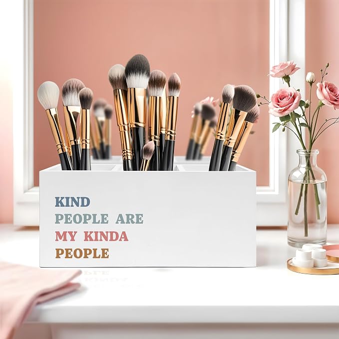 Kind People Are My Kinda People Pen Pencil Holder, Teacher Appreciation Gifts, Positive Affirmations Humorous Pencil Pen Holder Organizer for Teacher Office Desk Accessories