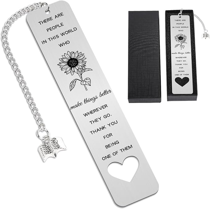 Sunflower Bookmark Gifts for Women - Metal Sunflower Book Marks with Book Chain for Book Lovers Back to School Coming Age Gifts for Him Her Students Teachers