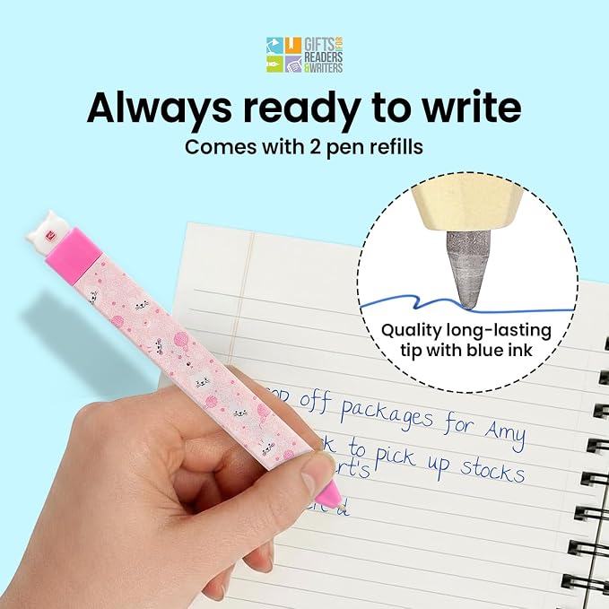 Gifts for Readers & Writers Pen Bookmark, Page Marker & Flat Writing Pen for Journal Notebook & Planner, Penmark Reading Accessory for Making Book Annotations (Kitty)