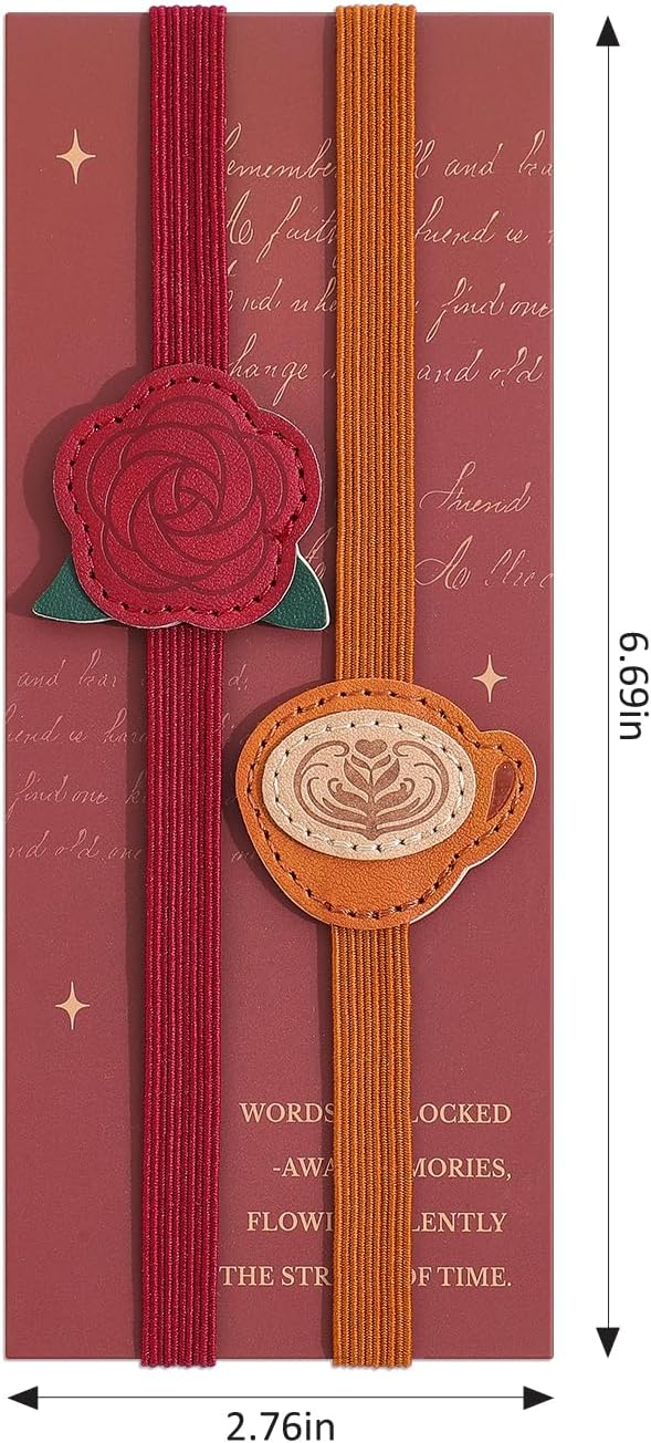 2PCS Vintage Elastic Leather Bookmark for Women, Elastic Bands Leather Book Marks, PU Bookmarks Planner Accessories, for Book Lover, Reader, Hardcover Journals, Notebooks, Planners, Binders