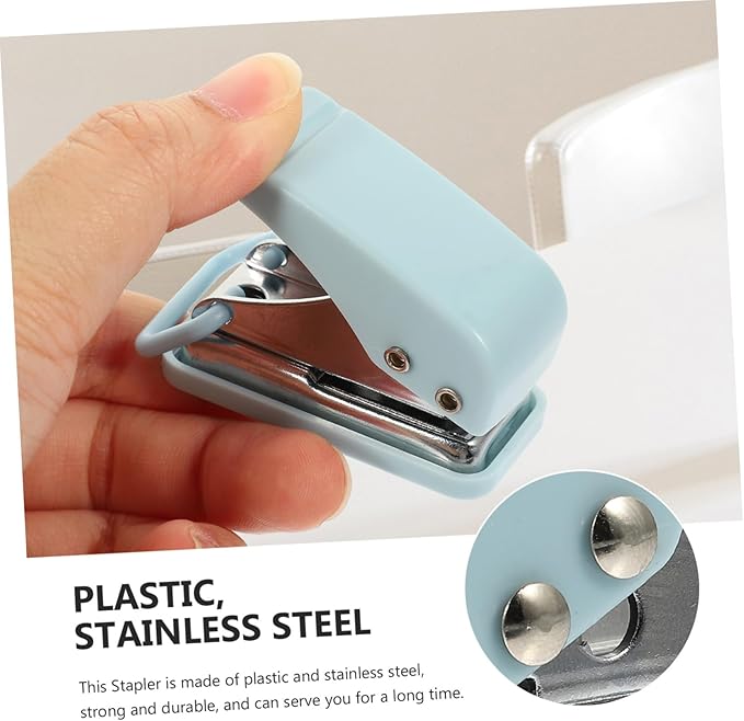 HOMSFOU Miniature Stapler Portable Office Supply Convenient Small Stapler for School Necessity and Everyday Use Stylish Design with Tail Hanging Ring