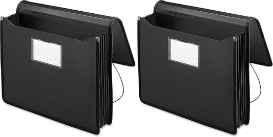 Smead Poly Wallet, Accordion File Organizer for File Folders, Letter Size, Black, 5-1/4 inch Expansion, Office Supplies, Document Organizer (71500) (Pack of 2)