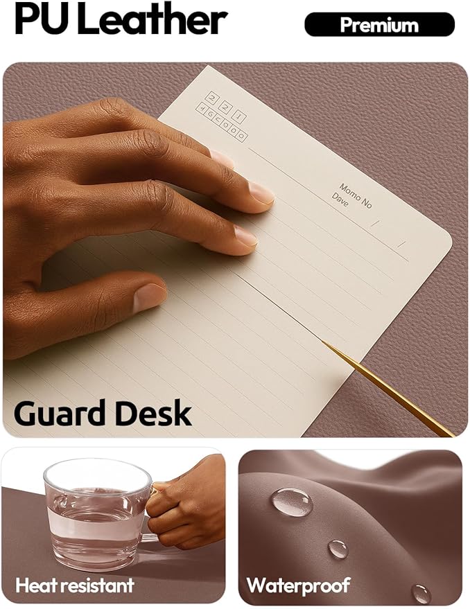 YSAGi Leather Desk Protector, Office Mat, Large Mouse Mat, Non-Slip PU Leather Blotter, Laptop Desk Mat, Waterproof Writing Pad for Office and Home(Chocolate, 40" x 24")