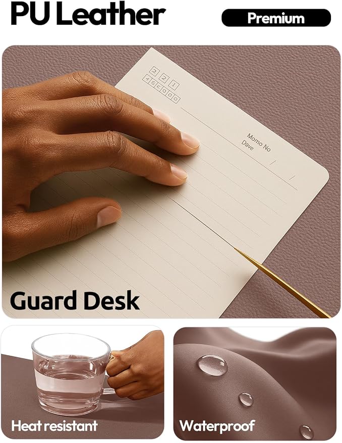 YSAGi Leather Desk Protector, Office Mat, Large Mouse Mat, Non-Slip PU Leather Blotter, Laptop Desk Mat, Waterproof Writing Pad for Office and Home(Chocolate, 63" x 17.2")