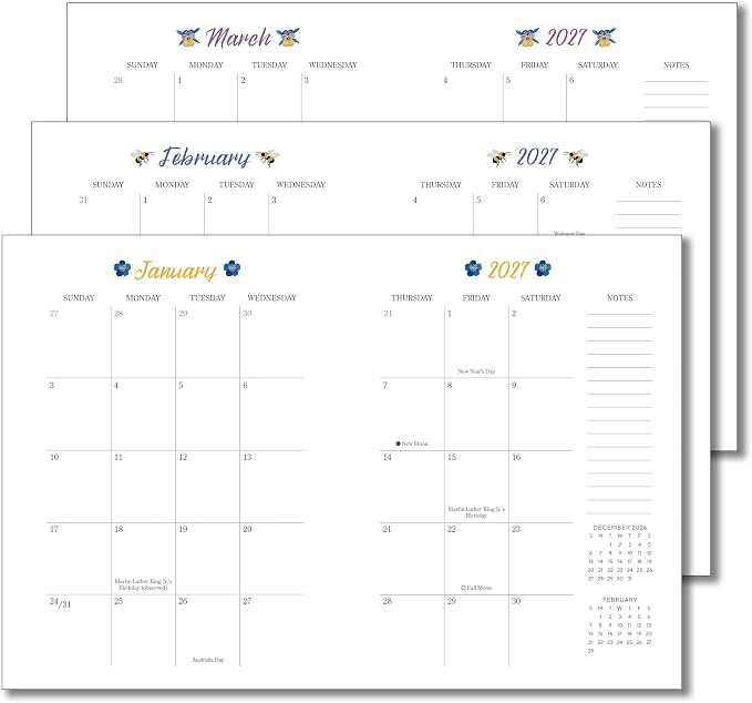 High Note 2027 Planner, 17-Month Weekly & Monthly Flexible Cover Calendar Book with Goal & Project Planning Pages, August 2026 – December 2027, 5.75" x 7.5", Garden Bee