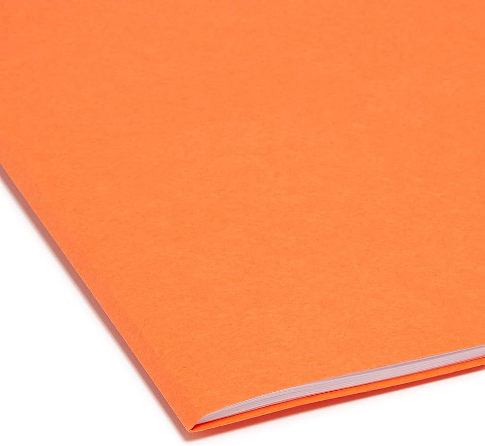 Smead File Folder, Reinforced Straight-Cut Tab, Letter Size, Orange, 100 per Box (12510)